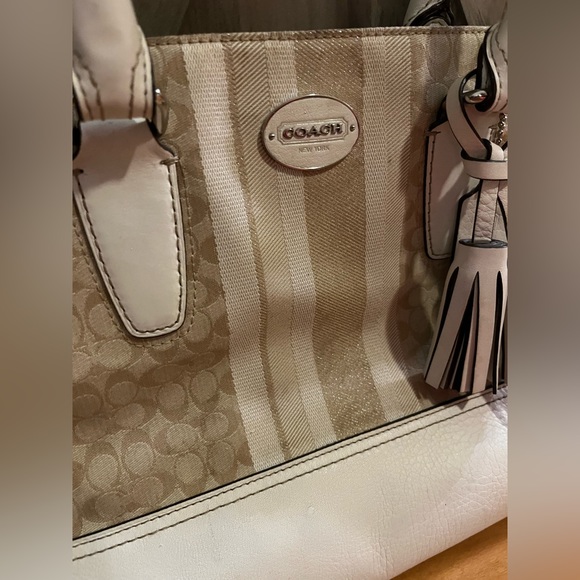 Coach Signature Stripe Candace Carry All Handbag purse - Picture 5 of 12